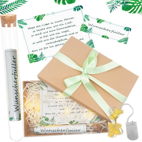 NBFBA Geldgeschenk Hochzeit, Karte Reagenzglas Kugelkettenlampe Dekorationsgras Geschenkbox, Geldscheine Verpacken Hochzeit, Handgemachte Kreative Geschenke