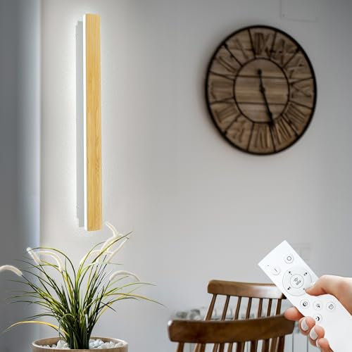 AOLED LED Wandleuchte Innen lange Bambus Wandlampe Dimmbar mit Fernbedienung 29W Wohnzimmerlampe Schlafzimmerlampe Flurlampe 80CM Wandbeleuchtung für Treppenhaus Balkon Kinderzimmer Schlafzimmer