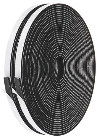 PATIKIL Weather Stripping Door Seal Strip, 2 Rolls 1/4 Inch x 1/16 Inch x 16 Ft Self Adhesive Soundproof High Density Foam Tape Insulation for Door Window Air Conditioning, Black