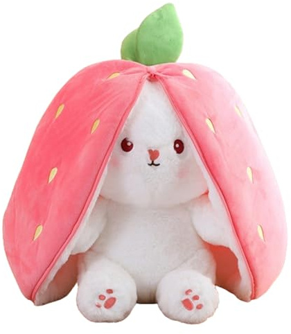 champracer Hase Kuscheltier Plüschtiere Erdbeer Osterhase Plüsch Erdbeere Kaninchen Puppe Plüschtier transformierende Frucht Kaninchen Plüsch Ostergeschenke (35 cm,Erdbeer-Häschen)