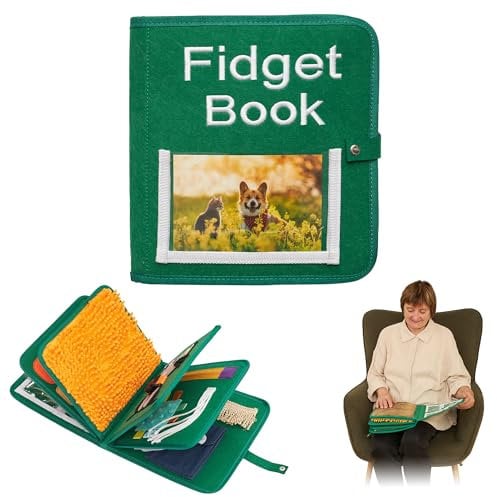 Nestelbuch | Nesteldecke für Demenzkranke | Senioren & Demenz Beschäftigung Hände | Demenzdecke | Spielzeug für Demenzkranke | Sensorische Decke | Fidget Book (Green)