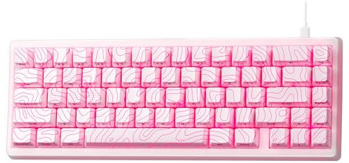 HITIME x XVX M67 Topographic Wired Gaming Keyboard with IMD Tech Keycaps, QMK/VIA 60 Percent Keyboard Custom, Creamy Mechanical Key Board Gasket, RGB Hot Swappable, Stellar White(JadeStone)