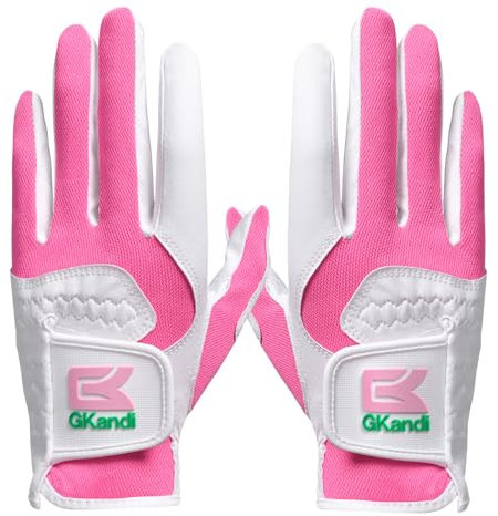 Damen-Golfhandschuh, Rechtshänder, linke Hand, 1 Paar beide Hände, Damen-Golfhandschuhe, Mikrofaser, flexibel, nass, heiß, kühl, Regen, griffig, verschleißfest, wetterfest, bei jedem Wetter (1 Paar,