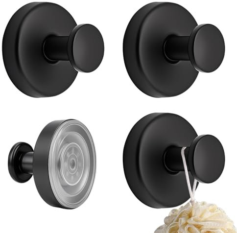 lafo 4 Stück Roha Saugnapf Haken, Handtuchhalter Saugnapf Extra Stark, Saugnapfhaken, Schwarze Saughaken Extra Stark, Vakuum Saugnapf (Klassisch und elegant, stück, 4)
