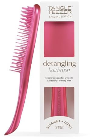 Tangle Teezer Ultimate Detangler Haarbürste, Nasses und Trockenes Haar, Entwirrungsbürste für Alle Haartypen, Zwei-Stufen-Borsten Reduzieren Haarbruch und Knoten, Afterparty Pink mit Chrom-Finish