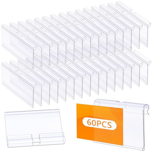 Porta Etichette Trasparenti 6x4,2 cm – 60 Pezzi Porta Prezzi per Scaffali Alimentari Etichetta di Prezzo in Plastica Resistente per Supermercato, Bancone Negozio