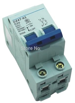 Disjoncteur 2P 20A Type D 240V/415V 50HZ/60HZ, 1 pièce