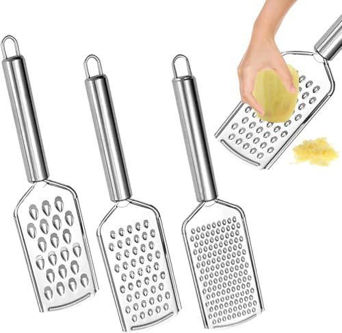 3PCS Kitchen Grater, Cheese Fine Grater for Kitchen with Handle and Razor-Sharp Stainless Steel Blade and for Chocolate