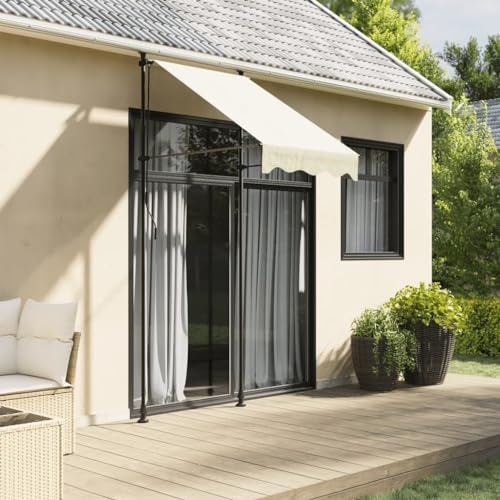 Xichuzi Markise Einziehbar Creme 100x150 cm Stoff und Stahl, Sichtschutz Balkon, Balkon Markise, Seitenmarkise, Klemmmarkise, Sonnenvorhang, Balkonmarkisen - 368743