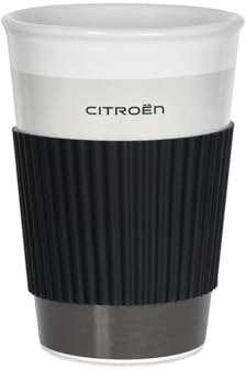 Citroën Tasse aus Keramik, 350 ml, elegantes Design, Schwarz, mit offiziellem Logo für Autoliebhaber, ideal als Geschenk oder für den täglichen Gebrauch