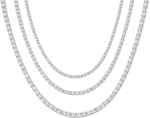 JPXXFM 3-6.5MM Lady Leisure Moissanite Tennis Necklace for Men Leisure Simulate Diamond Tennis Necklace Bridal Moissanite Necklace Wedding Necklace Daily Wear Tennis Chain for Men (5MM,20inch),