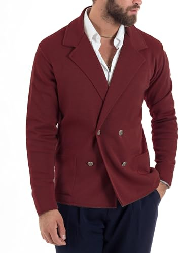 Giosal Cardigan Uomo Doppiopetto Giacca con Bottoni Maglia Lavorata Maglioncino Tramato Casual Vari Colori