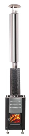 amocane Wood Burning Sauna Heater and Chimney Kit for Dry/Wet Saunas Spa, 304 Stainless Steel with 9-15 KW Electric Heater 195°F, Sauna Accessories for Traditional Steam/Barrel Saunas Use
