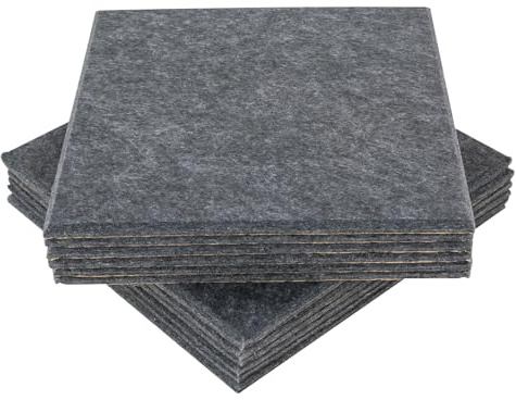 12er Set Akustikpaneele – Selbstklebende Schallabsorber 30×30 cm, 9 mm Dünn, DIY Zuschneidbar, Geräuschdämpfende Wandpaneele für Studio, Büro & Wohnzimmer (Dunkelgrau)