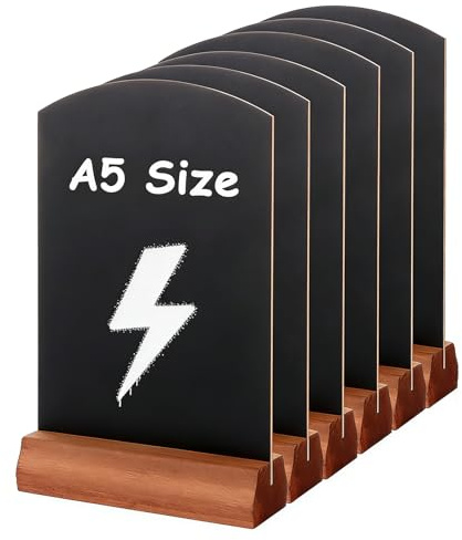 6PCS A5 Double Sided Chalk Board Signs with Stands, 21x15cm Mini Tabletop Blackboard for Wedding Birthday Party Restaurant Menu