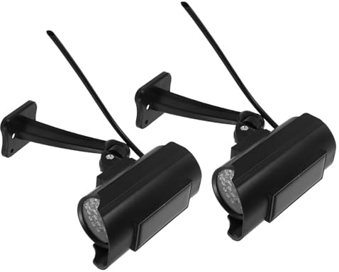 ANDRESLAD 2pcs Dummy Security Cameras Outdoor Indoor Black Abs with Enhanced Visual Deterrence and High Simulation Appearance for Home Garage
