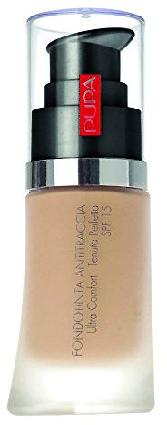 Pupa Flüssiges Make-up No Transfer (Farbe Light Beige) - Flüssiges Make-up mit perfekter Haltbarkeit und totalem Komfort, langanhaltend, wasser- und feuchtigkeitsbeständig, SPF 15 (30 ml)