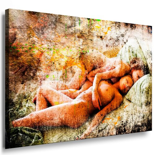 Bild auf LEINWAND AKT EROTIK GIRL abstrakt verschiedene Größen wählbar!!! gerahmt fertig auf HOLZRAHMEN Kunstdruck Wandbild auf Rahmen günstiger als Ölbild Gemälde/Poster/Plakat/kein Poster oder Plakat (70x50cm farbig)