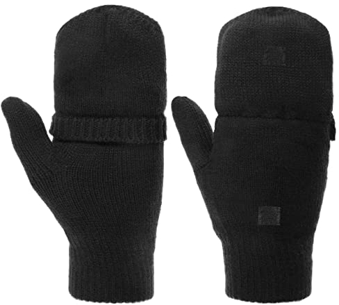 Lipodo Thinsulate Fingerless Handschuhe Damen/Herren - Unisex - Fingerlose Strickhandschuhe - Herbst/Winter- Waschbar - Fäustlinge Einfarbig - Winterhandschuhe schwarz 8 HS