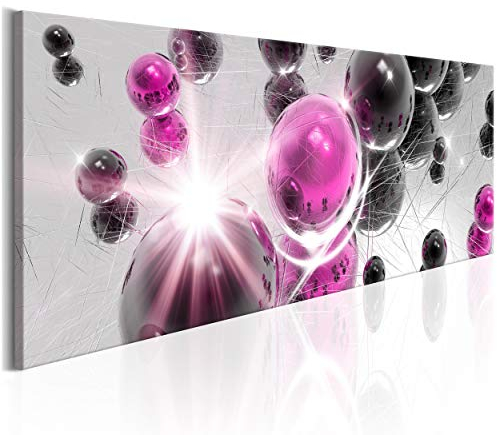 decomonkey Bilder Abstrakt 120x40 cm XXL 1 Teilig Leinwandbilder Bild auf Leinwand Vlies Wandbild Kunstdruck Wanddeko Wand Wohnzimmer Wanddekoration Deko 3d Kugeln grau rosa