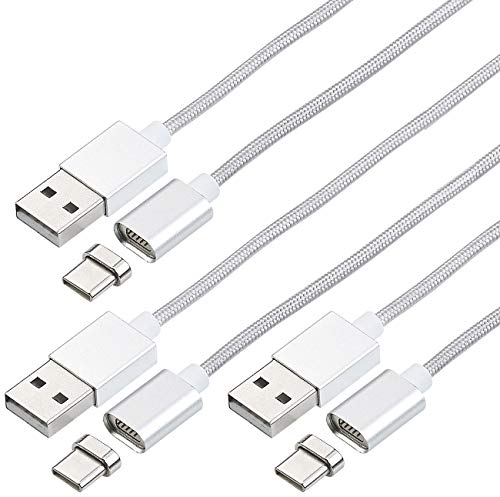 Callstel USB Kabel Magnet: 3er-Set USB-Lade- & Datenkabel, magnetischer USB-C-Stecker, 1 m, 2,1 A (Magnetische USB Ladekabel, Magnet USBC, Adapter magnetisch)
