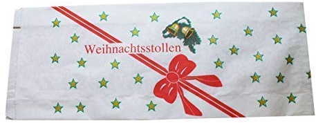 PGV Stollenbeutel Papier Pergaban Motiv: ROTE SCHLEIFE (20 + 7 x 46 cm, 25 Stück)