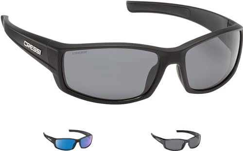 Cressi Unisex – Erwachsene Hunter Sunglasses Sport Sonnenbrille, Schwarz/Geräucherte Linsen, One Size