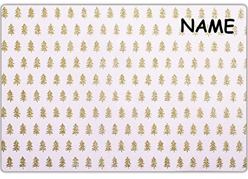 2 Stück Glitzer - Unterlagen - Tannenbaum - Weihnachtsbaum/Weihnachten - weiß & gold/golden - inkl. Name - 40 cm * 28 cm - als Tischunterlagen/Platzde..