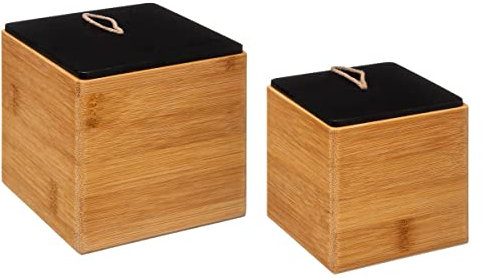 Five - Lot de 2 Boîtes en Bambou couvercle Noir H 12.7 cm et H 11 cm collection Bambou cuisine