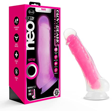 Neo Elite - Glow in the Dark - Paradise - 7 Inch Silicone Dual Density Dildo - Neon Pink