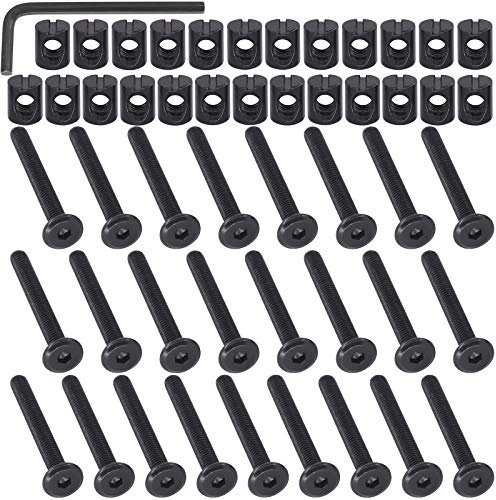 Mardatt M6 x 50mm 50PCS Black Zinc Plated Hex Socket Head Furniture Screws Bolts and Barrel Nuts for Furniture Cots Beds Crib w 1 Allen Wrench