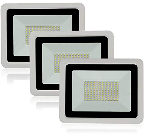 Lot de 3 Projecteur Led Exterieur 30W Blanc Froid 6500K Éclairage de Sécurité 2300LM Projecteur Étanche IP68 Lumières Extérieures pour Jardin Garage Terrasse Entrée