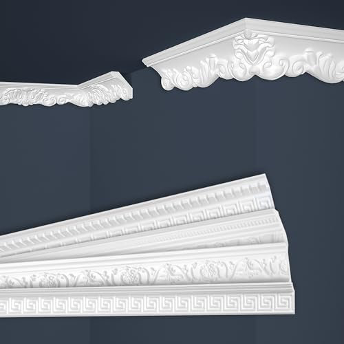 Marbet Deckenleisten weiß Sparpaket aus Styropor EPS - Stuckleisten gemustert, im traditionellen Design - (80 Meter B-35) Stuck Styroporprofile Zierleisten