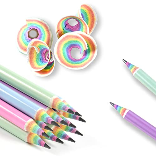 ECOTREE Vorgespitzte Bleistifte #2 Eco Rainbow Papierstift für Kinder, niedliche Nummer 2 Bleistifte mit Radiergummis für Schule, Schreiben, 12 Stück