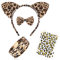 5-teilig Leoparden Kostüm Set, Leopard Gesichts Kunst Aufkleber,Tier Leopard Stirnband Fliege,Leopardenohren Haarreif,Leoparden Armband,Leopard Kostüme für Kinder,für Kostüm Party Dekoration Zubehör.
