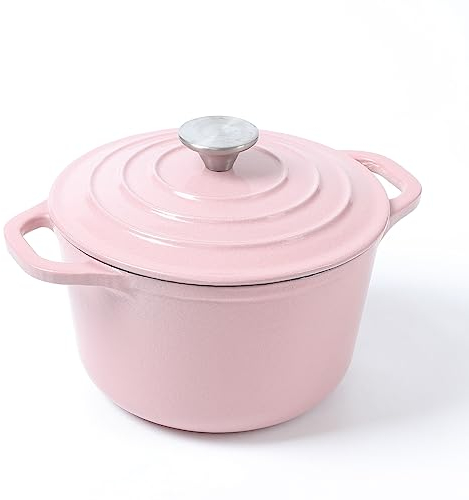 HAWOK Enameled Cast Iron Dutch Oven 1.5-Quart Pink