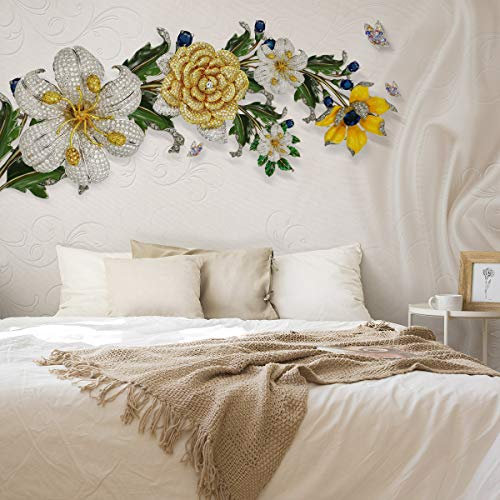 Muralo Vinyl Struktur FOTOTAPETE 3D Effekt Blumen Diamanten Tapete Wandtapeten 368 x 280 Wohnzimmer Schlafzimmer Moderne Wandbilder XXL Wand Dekoration Br.368xHö.280