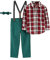 Simple Joys by Carter's Kleinkind Jungen 4-teiliges Set mit Fliege und Strapshose für besondere Anlässe, 4 Stück, Olive Heather/Red Tartan Plaid, 2T, Olive Heather/Red Tartan Plaid, 2 Jahre