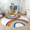 Paco Home Kinderteppich Teppich Kinderzimmer Rund Spielmatte Babymatte Waschbar Bis 30 Grad Sonne Regenbogen Schriftzug Motiv, Grösse:160 cm Rund, Farbe:Bunt 2
