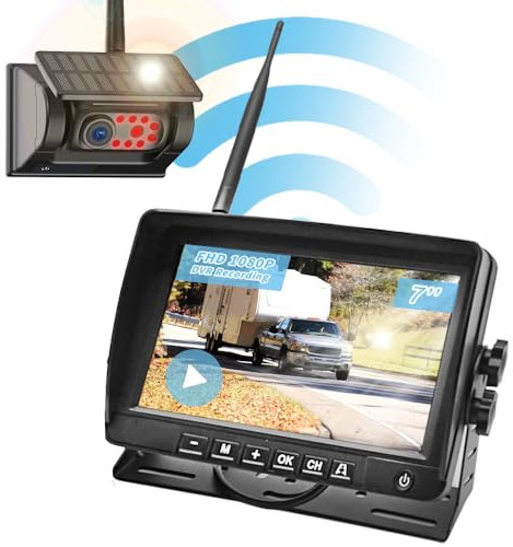 Telecamera per Retromarcia Radio da 7'',Installazione Senza fili,2 Minuti,Impermeabile,Visione Notturna,IP69 Telecamera Posteriore Magnetica Senza Fili,Con Monitor per Camper Auto