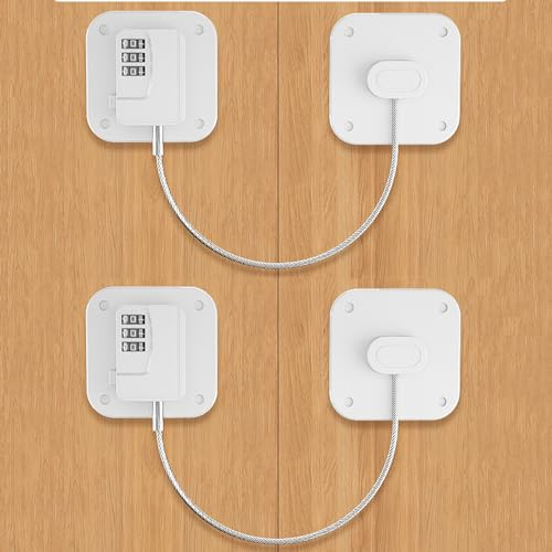 bangminda 2 Piezas Cerradura de Seguridad de Nevera para Niños Cerradura para Nevera con Codigos para Bebés Cerradura Seguridad para Frigorífico Congelador Archivador Cajones Armario Ventana(Blanco)