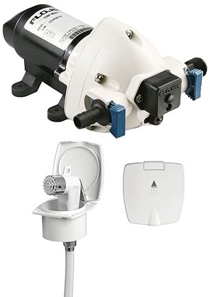 Klovoo Kit Autoclave Flojet Triplex + Doccetta: Soluzione Completa per Acqua a Bordo per Barca, Camper, Gommone (12V)