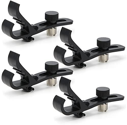 Yosoo Health Gear 4 Pieces Drum Microphone Clips, Adjustable Bass Drum Microphone Mount Drum Mic Clips Shockproof Drum Rim Clamp Microphone Securing Clip Holder Musical Instrument Supplies