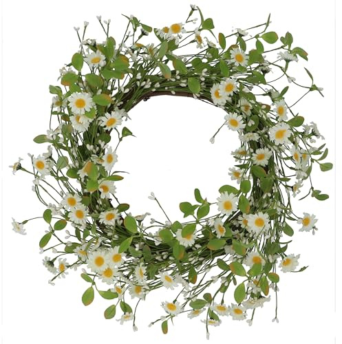 Gisela Graham White Artificial Daisy Decorative Wreath