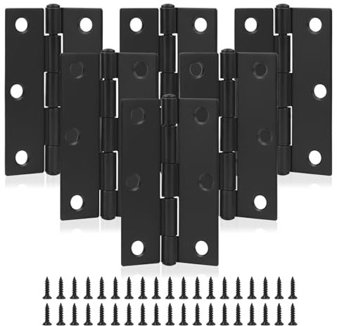 MABAHON 6 Stück Scharniere Klappbar 76mm*49.5mm, Scharnier Schwarz Edelstahl Scharniere Klein Scharnierband mit 38 Stück Schrauben, Leicht scharniere für Türen Fenster Schränke