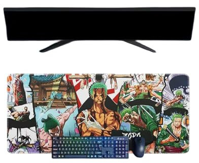 One Piece Roronoa Zoro Tapis de Souris XXL Multifonction Gaming Anime Souris 3mm Bureau Anti-Glissant Surface Texturée pour Ordinateur pour Ordinateur Gamer-Bureau-Maison et Portables