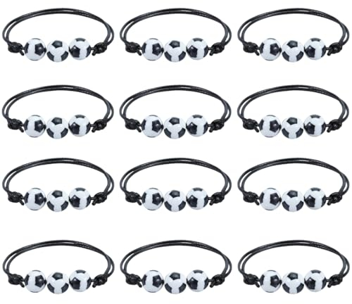 12 Stück Fußball Armbänder für Kinder Sport Armbänder, Verstellbares Gewebte Armband Jungen, Freundschaftsarmband