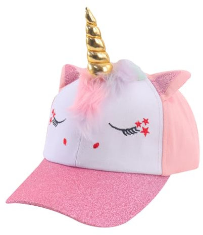 Baseballmütze für Mädchen, Einhornhut Cartoon Baseballmütze Kinder Verstellbarer Kopfumfang Mützen Sommer Sonnenhut Pferdeschwanz Sonnenkappe Verstellbare Snapback Cap für Schule Outdoor