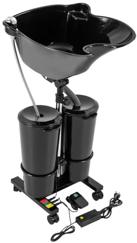 unkonwcy Lavabo de peluquería móvil con bomba móvil para peluquería, lavado de agua de altura, cuadrado, diseño ergonómico, también se puede utilizar para camas