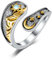 ONEFINITY Sonne Mond Ring 925er Sterlingsilber Sonne Mond Berg Löffelring Vintage offener verstellbarer Ring Schmuck Geschenk für Frauen Mädchen Töchter-Mondstein